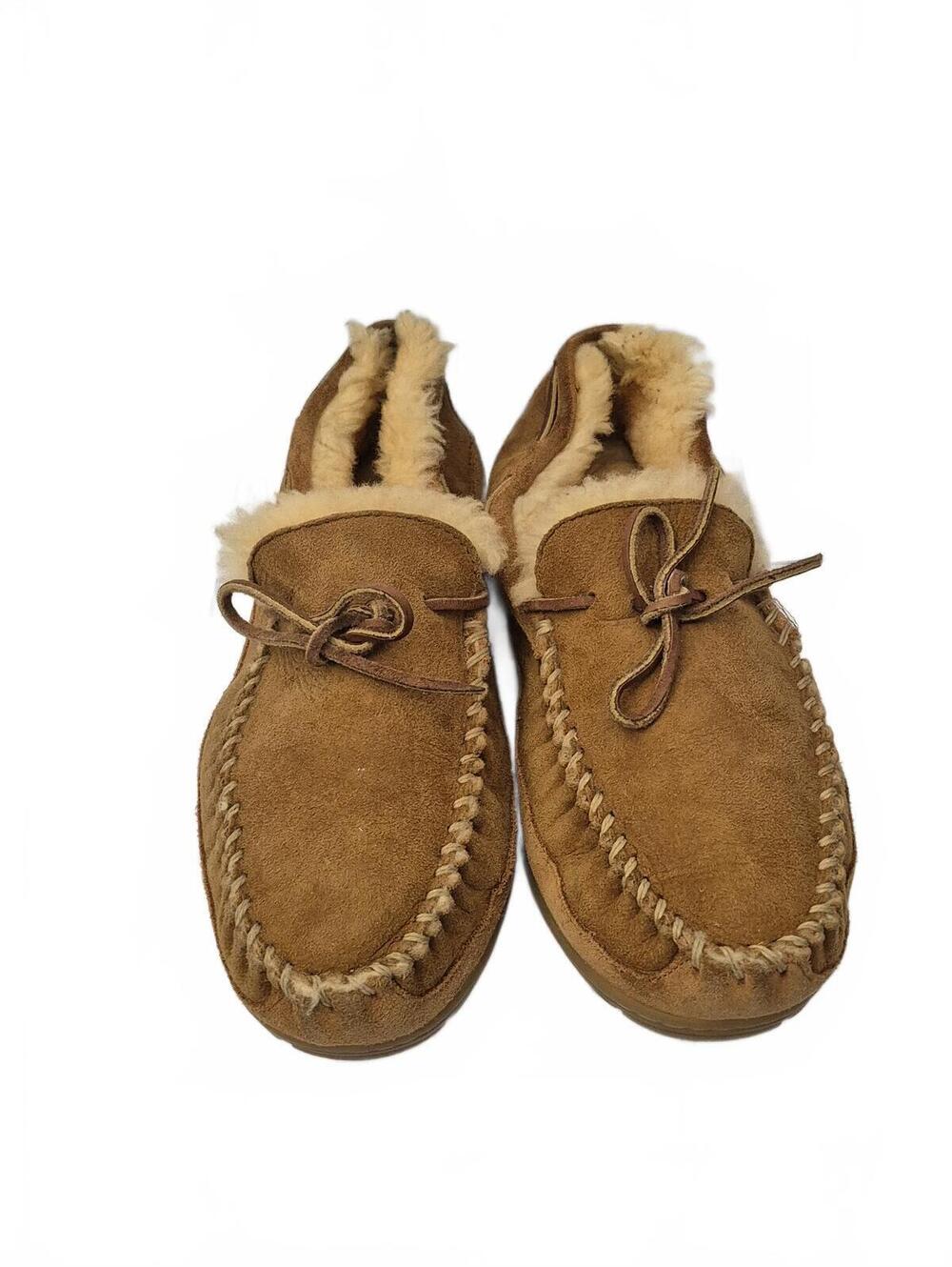 L.L.Bean 2644593 Mens Wicked Good Shearling Mocassins Tan Suede